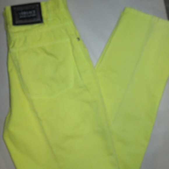 Versace Denim - Versace Jeans Couture Straight Leg Cotton Jeans Pants 34 48 Italian US 12 yellow